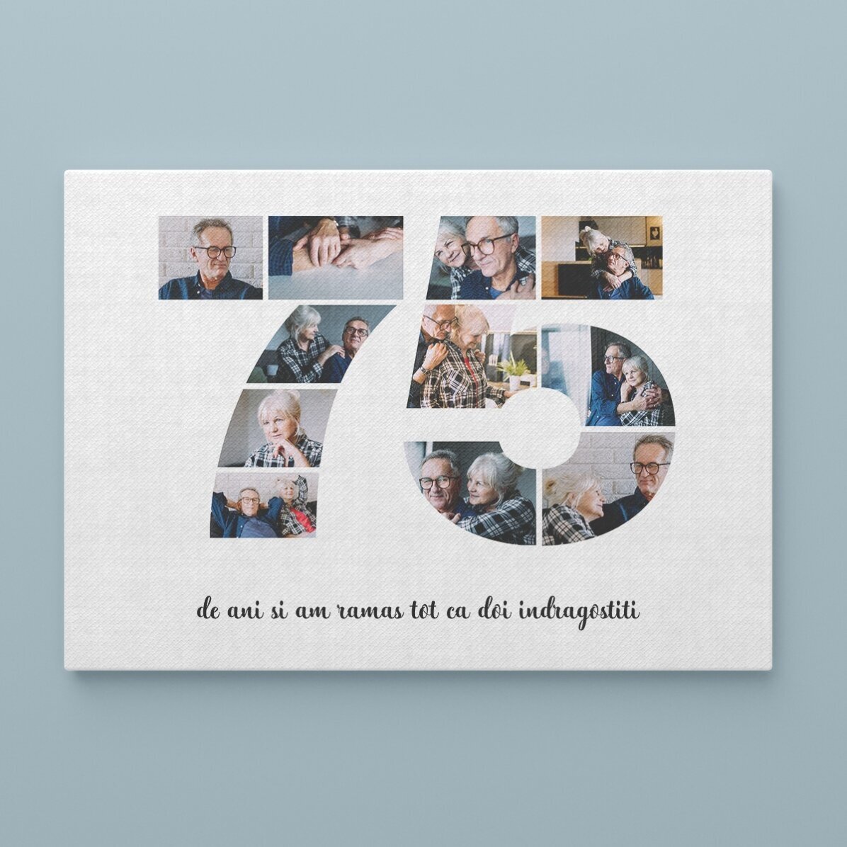 Tablou canvas landscape personalizat cu 11 poze model numărul 75 și mesaj text
