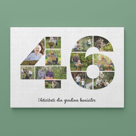 Tablou canvas landscape personalizat cu 12 poze model numărul 46 și mesaj text