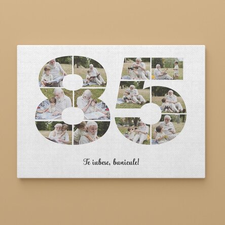 Tablou canvas landscape personalizat cu 12 poze model numărul 85 și mesaj text
