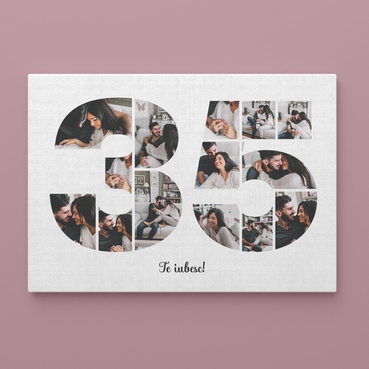 Tablou canvas landscape personalizat cu 14 poze model numărul 35 și mesaj text
