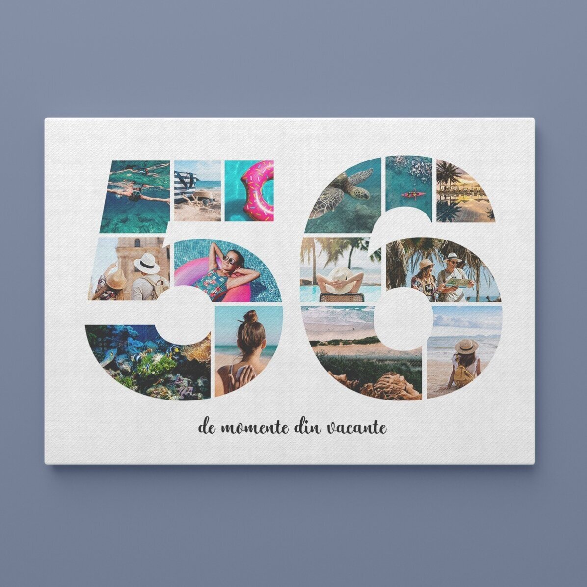 Tablou canvas landscape personalizat cu 14 poze model numărul 56 și mesaj text