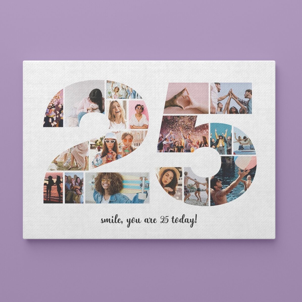 Tablou canvas landscape personalizat cu 18 poze model numărul 25 și mesaj text