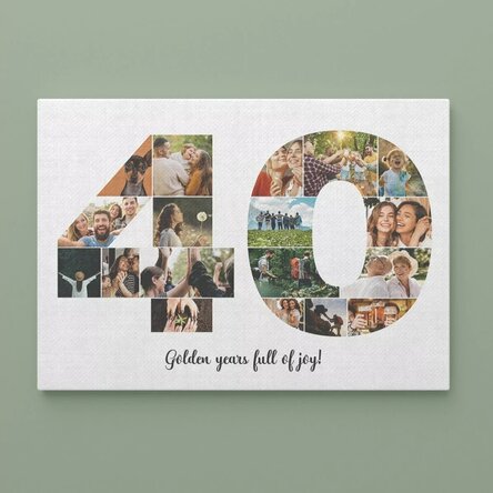Tablou canvas landscape personalizat cu 18 poze model numărul 40 și mesaj text