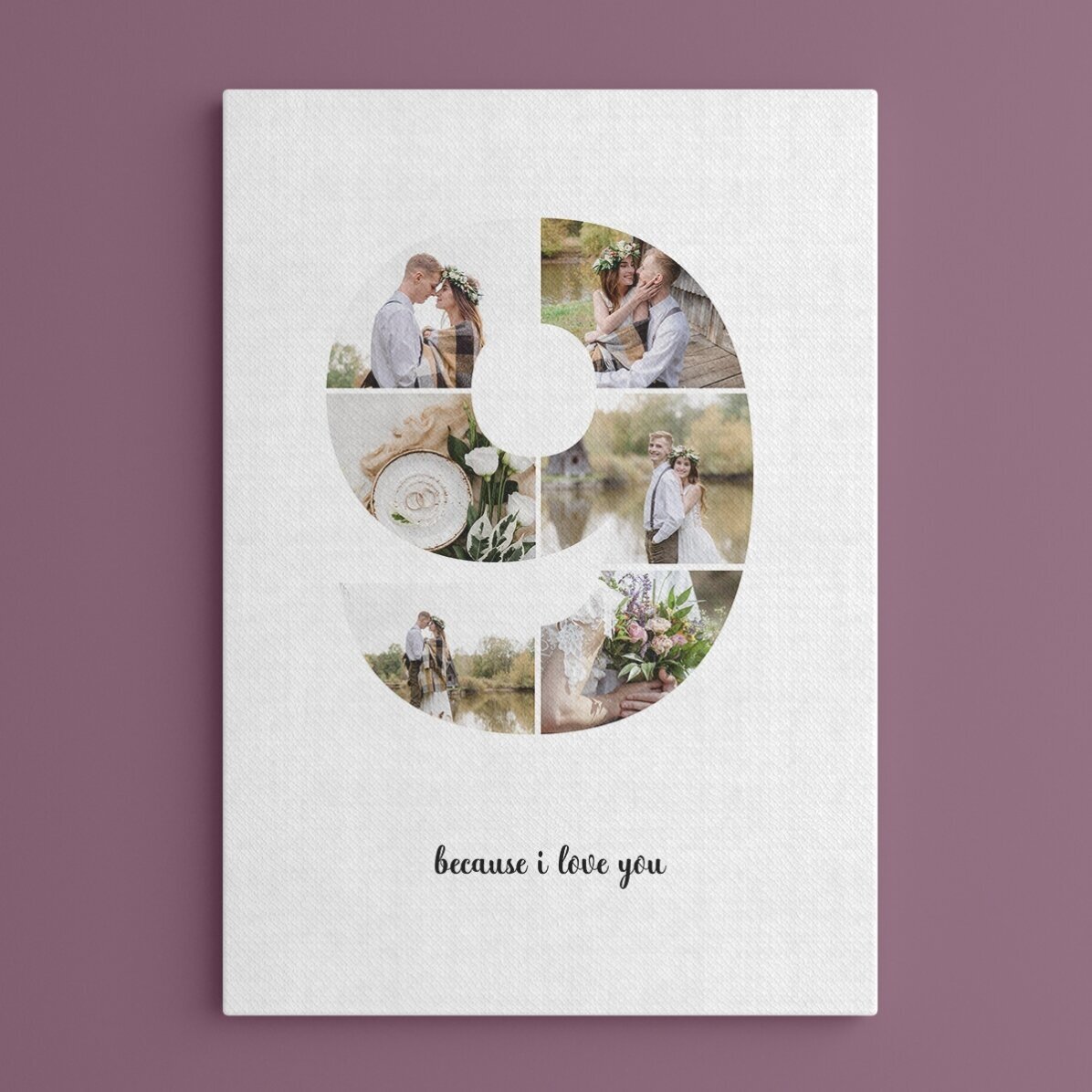 Tablou canvas personalizat cu 6 poze model numărul 9 și mesaj text