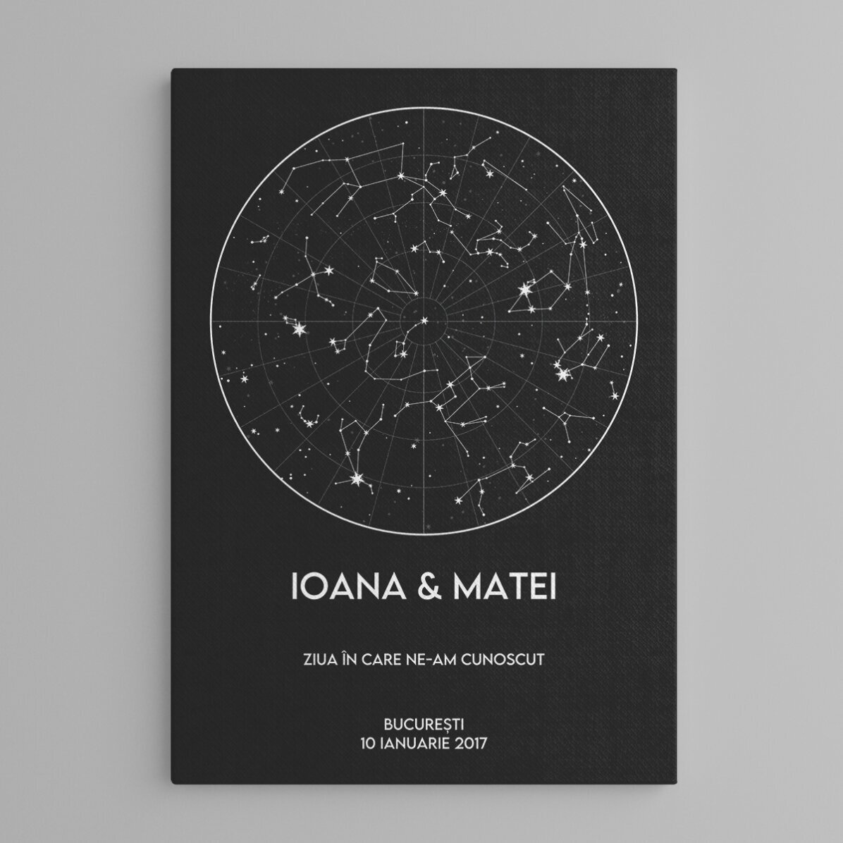 Tablou canvas personalizat cu text - Harta stelelor