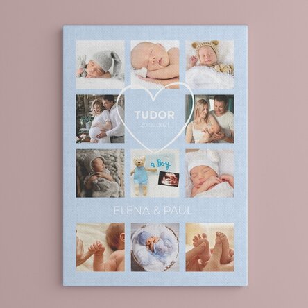 Tablou canvas personalizat cu text și 11 poze - Baby boy