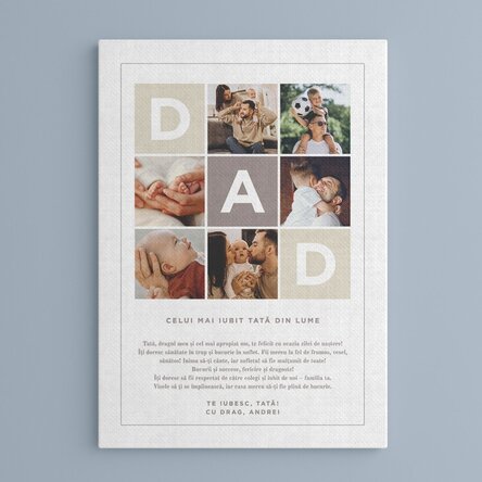 Tablou canvas personalizat cu text și 6 poze - DAD