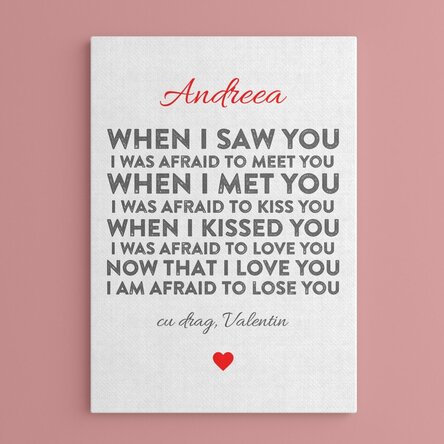 Tablou canvas personalizat - declarație de dragoste