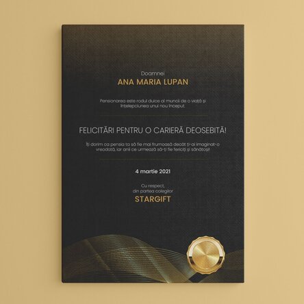 Tablou canvas personalizat cu text - Mesaj pentru pensionare