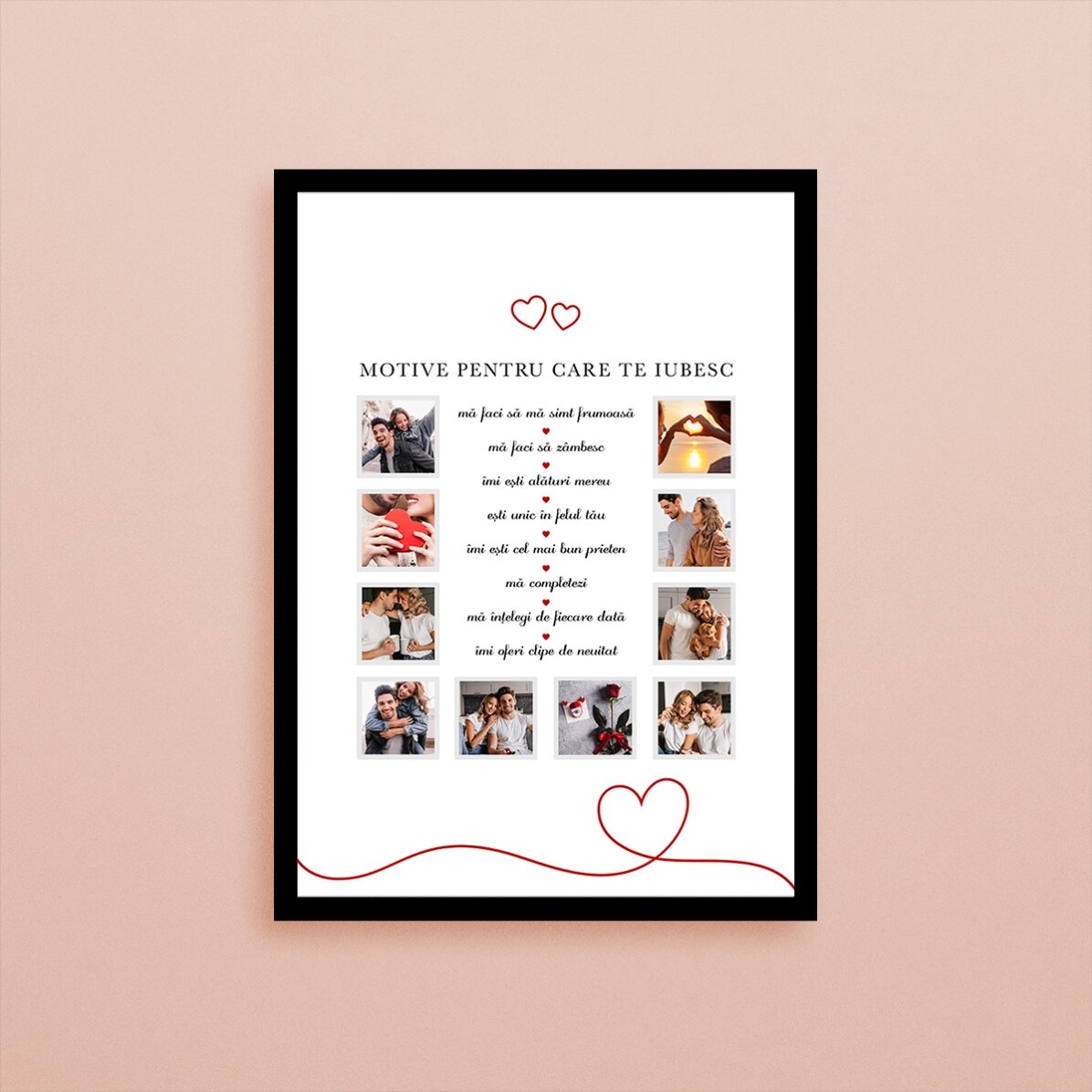 Tablou cu 10 poze și text - Motive pentru care te iubesc