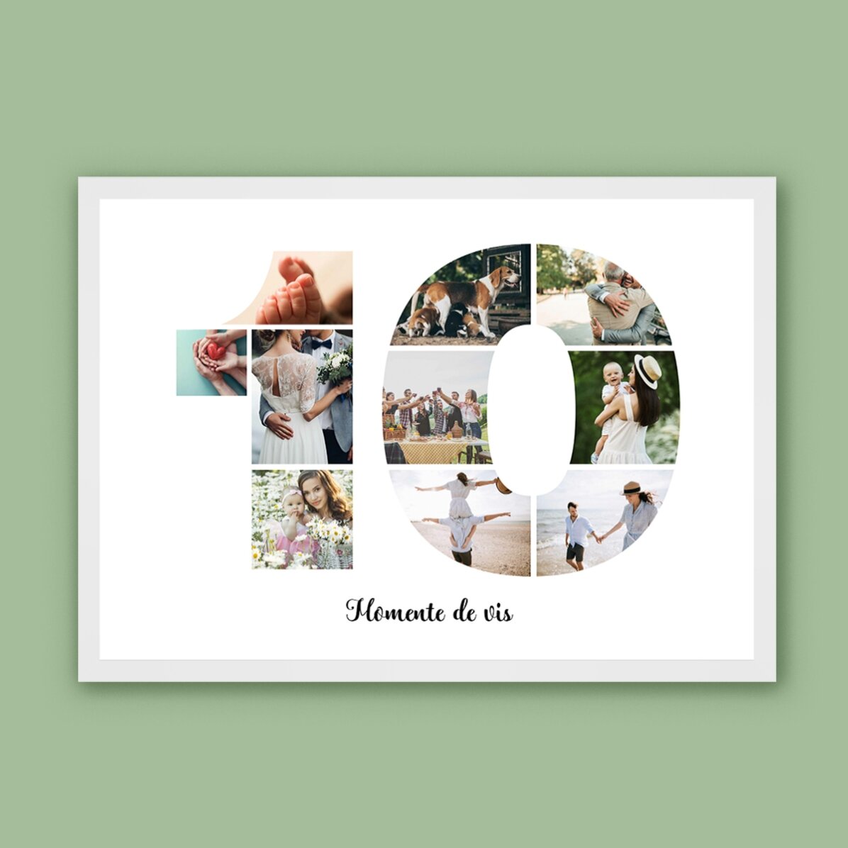 Tablou landscape personalizat cu 10 poze model numărul 10 și mesaj text 