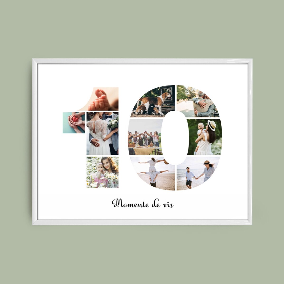 Персонализирано платно с пейзаж с 10 снимки, модел номер 10 и текстово съобщение