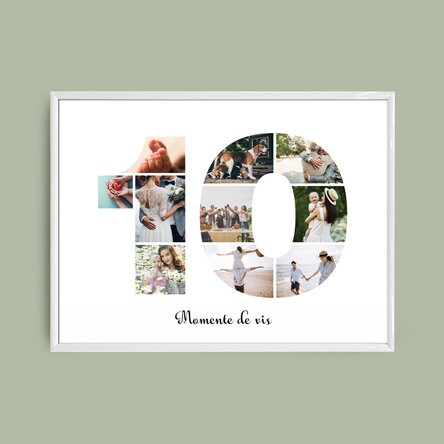 Персонализирано платно с пейзаж с 10 снимки, модел номер 10 и текстово съобщение