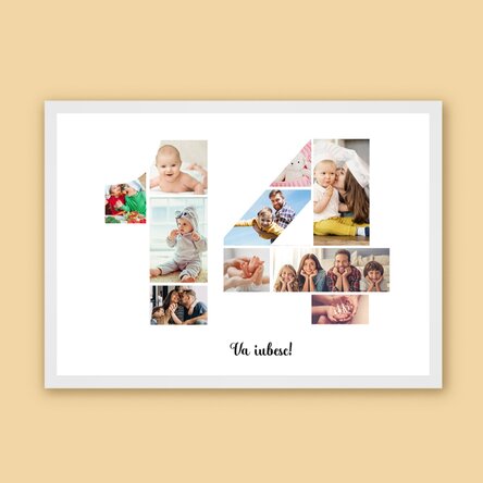 Tablou landscape personalizat cu 10 poze model numărul 14 și mesaj text