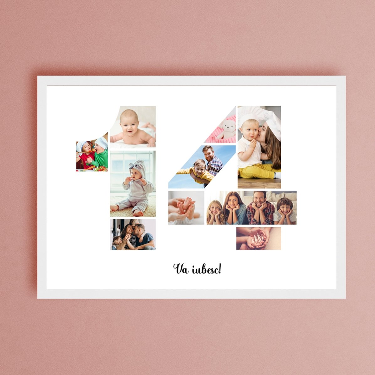 Tablou landscape personalizat cu 10 poze model numărul 14 și mesaj text