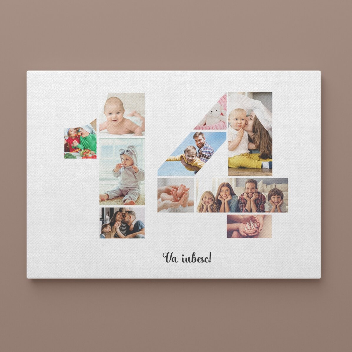 Tablou landscape personalizat cu 10 poze model numărul 14 și mesaj text