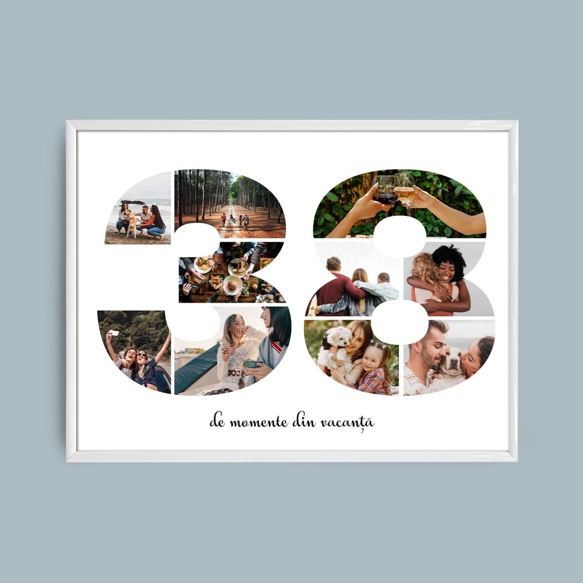 Персонализирано платно с пейзаж с 10 снимки, модел номер 38 и текстово съобщение