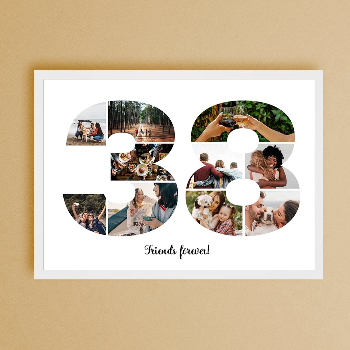 Tablou landscape personalizat cu 10 poze model numărul 38 și mesaj text 