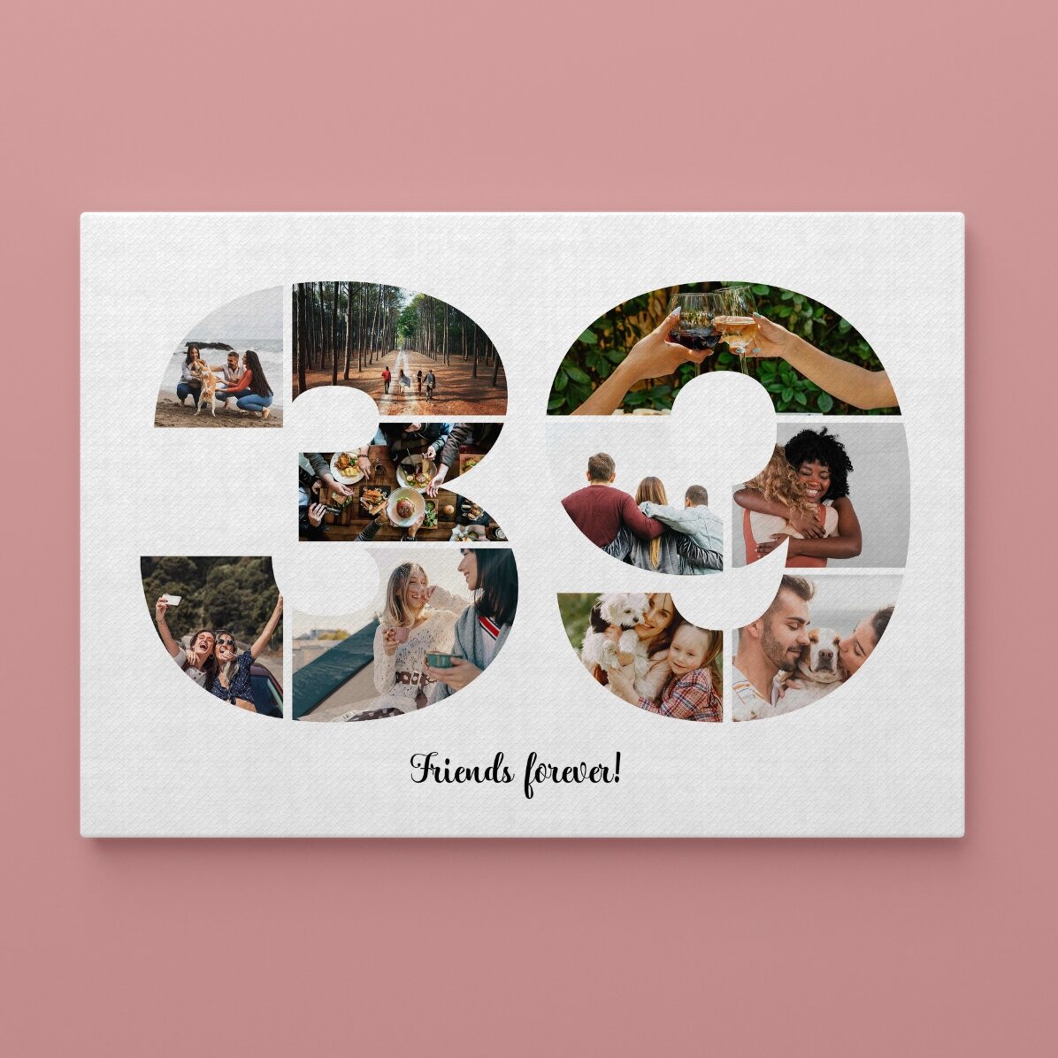 Tablou landscape personalizat cu 10 poze model numărul 39 și mesaj text