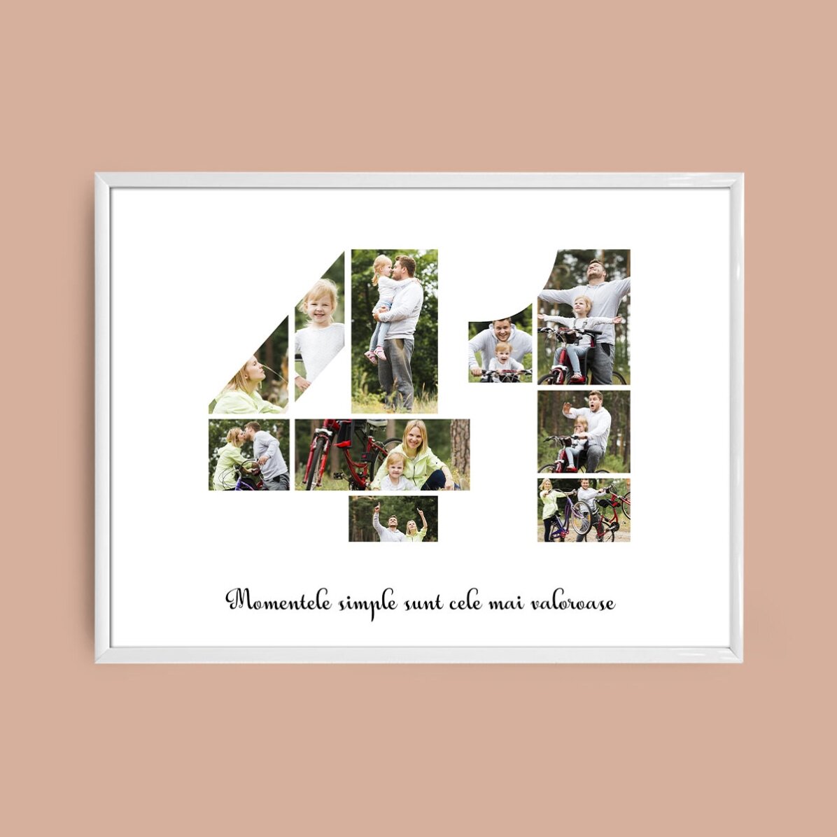 Персонализирано платно с пейзаж с 10 снимки, модел номер 41 и текстово съобщение