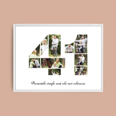 Персонализирано платно с пейзаж с 10 снимки, модел номер 41 и текстово съобщение