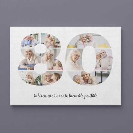 Tablou canvas landscape personalizat cu 10 poze model numărul 80 și mesaj text