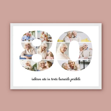 Tablou landscape personalizat cu 10 poze model numărul 80 și mesaj text