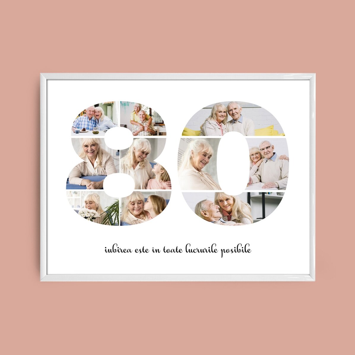 Персонализирано платно с пейзаж с 10 снимки, модел номер 80 и текстово съобщение