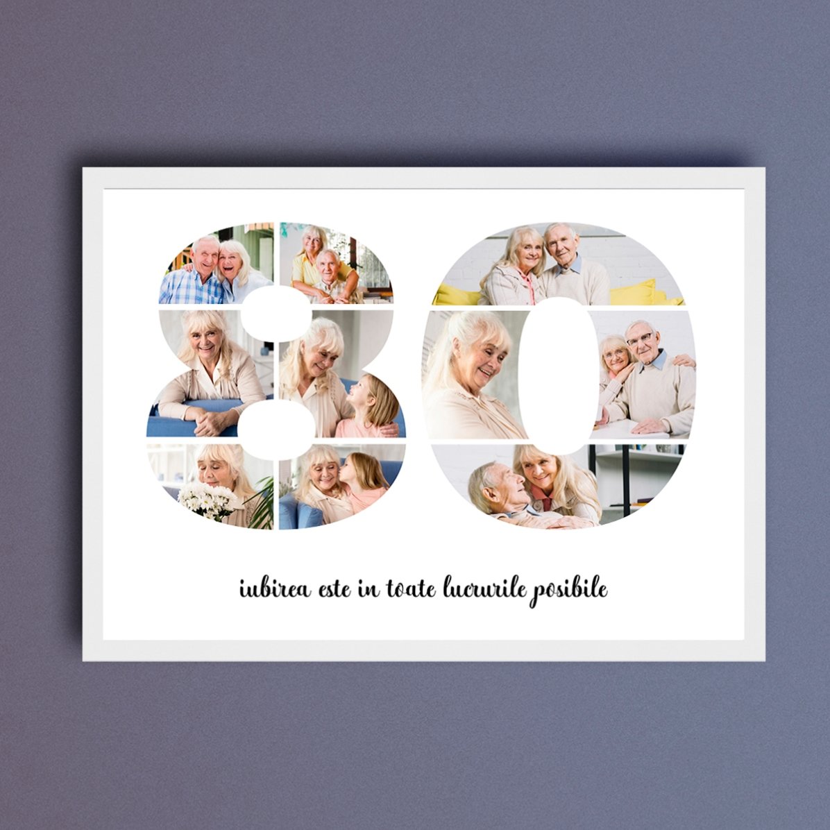 Tablou landscape personalizat cu 10 poze model numărul 80 și mesaj text