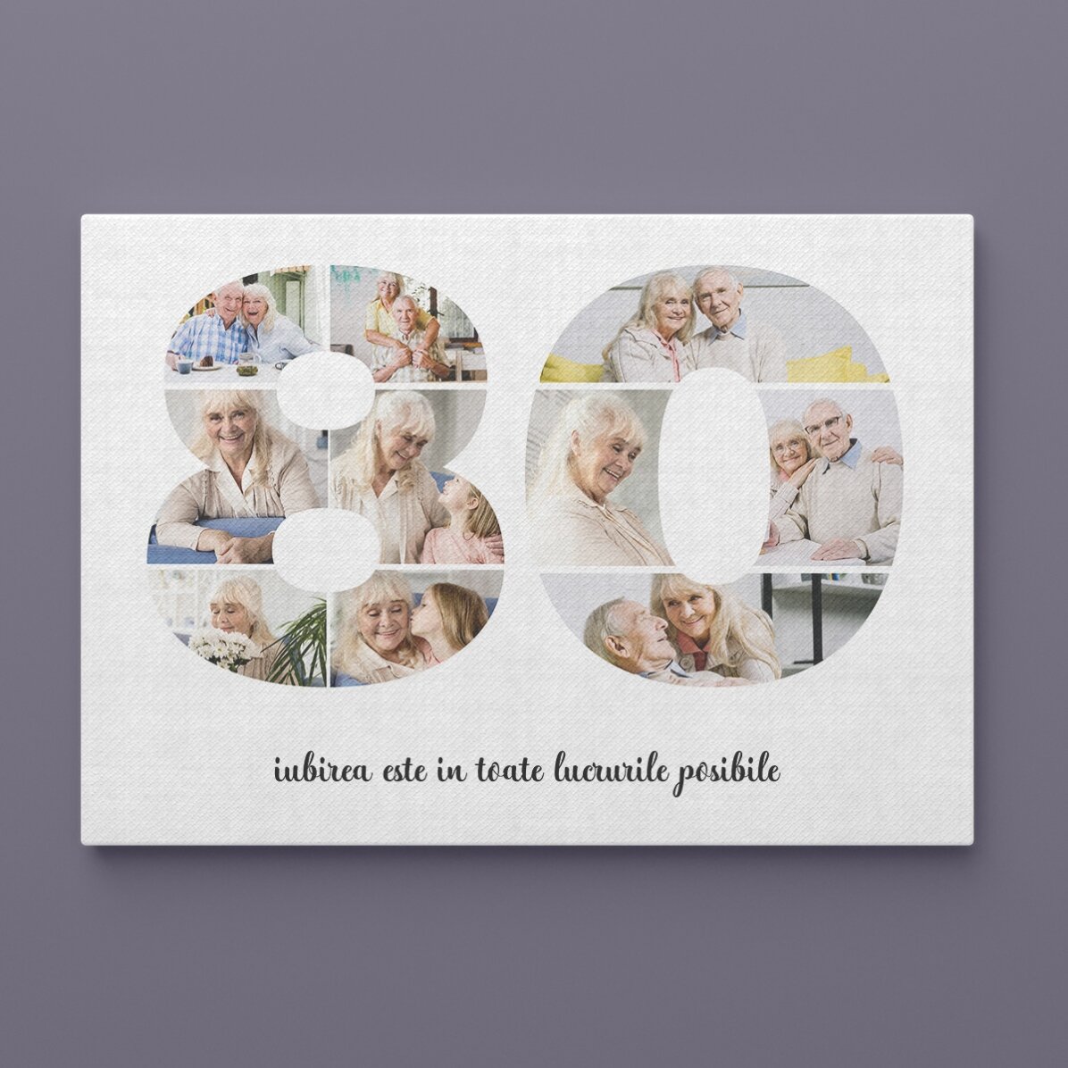 Tablou landscape personalizat cu 10 poze model numărul 80 și mesaj text