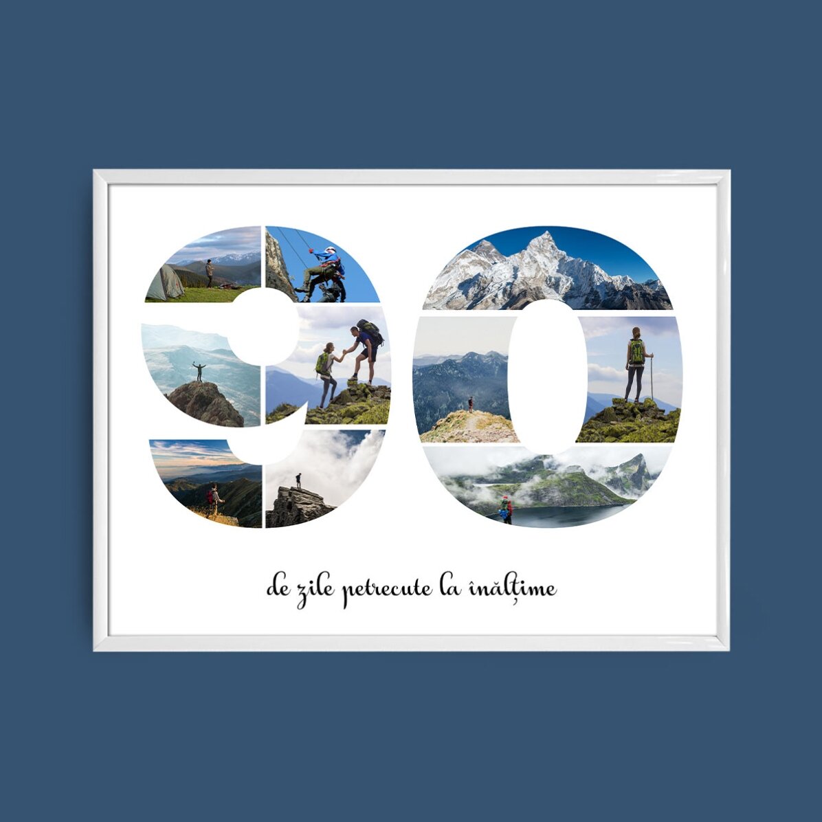 Персонализирано платно с пейзаж с 10 снимки, модел номер 90 и текстово съобщение