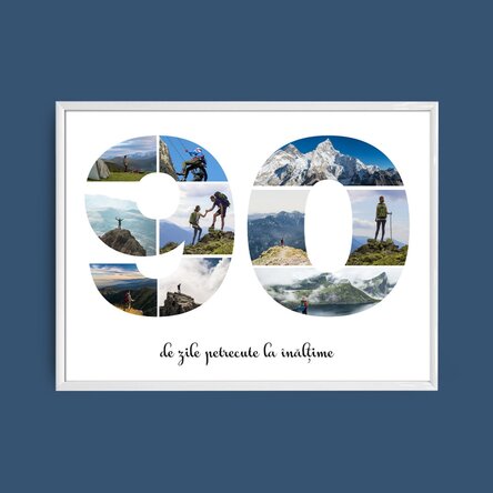 Персонализирано платно с пейзаж с 10 снимки, модел номер 90 и текстово съобщение