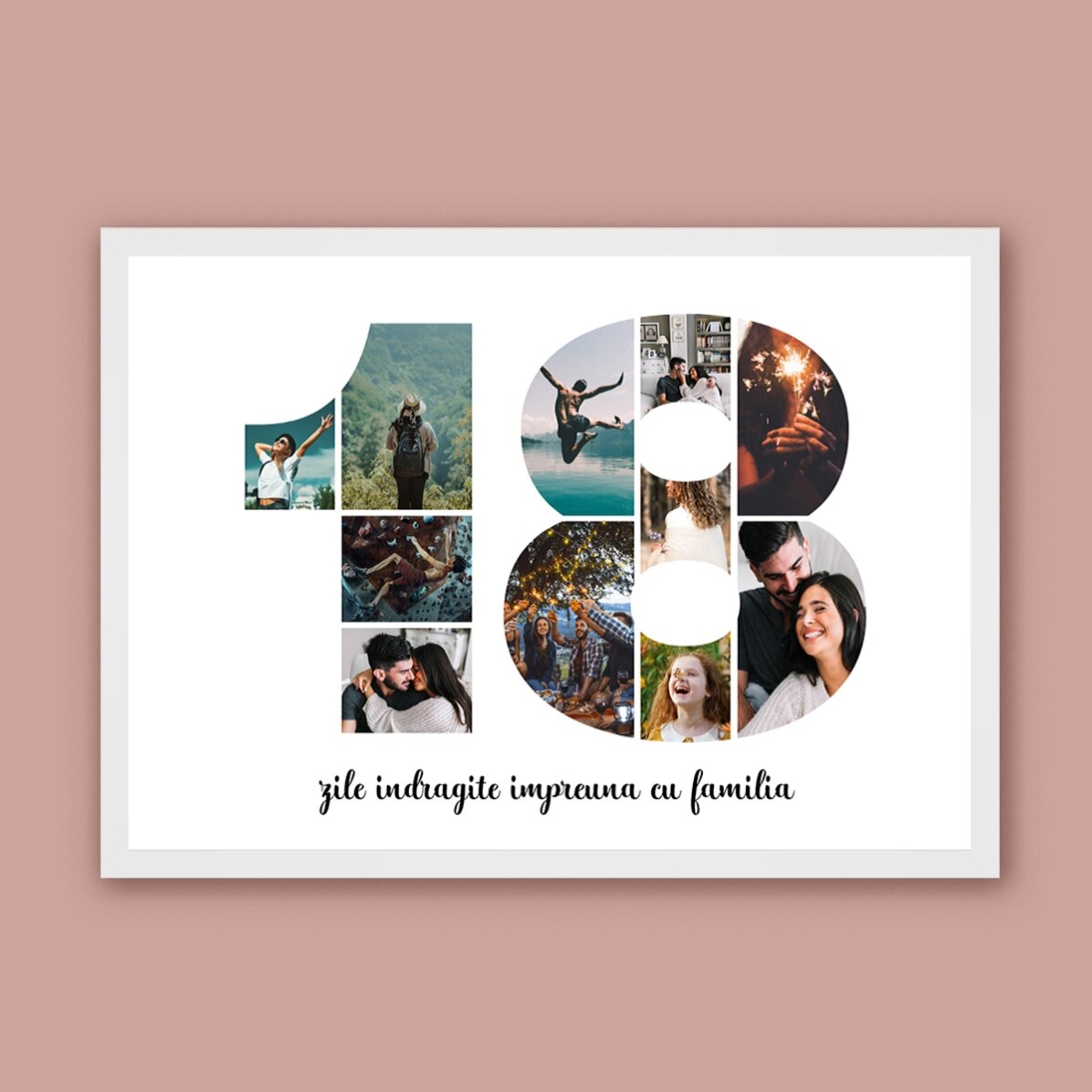 Tablou landscape personalizat cu 11 poze model numărul 18 și mesaj text