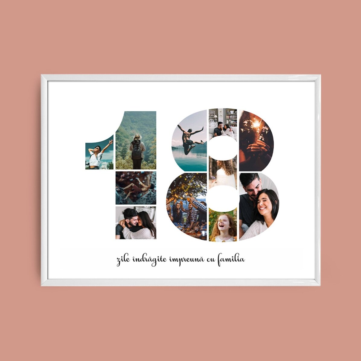 Персонализирано платно с пейзаж с 11 снимки, модел номер 18 и текстово съобщение