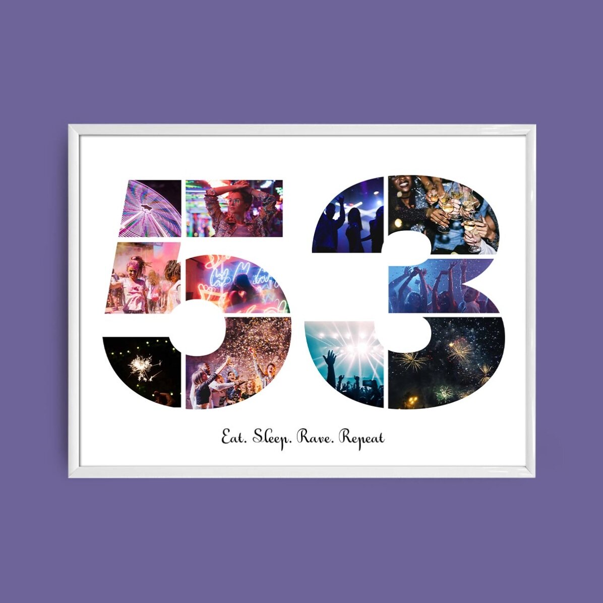 Персонализирано платно с пейзаж с 11 снимки, модел номер 53 и текстово съобщение