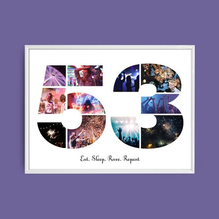 Персонализирано платно с пейзаж с 11 снимки, модел номер 53 и текстово съобщение