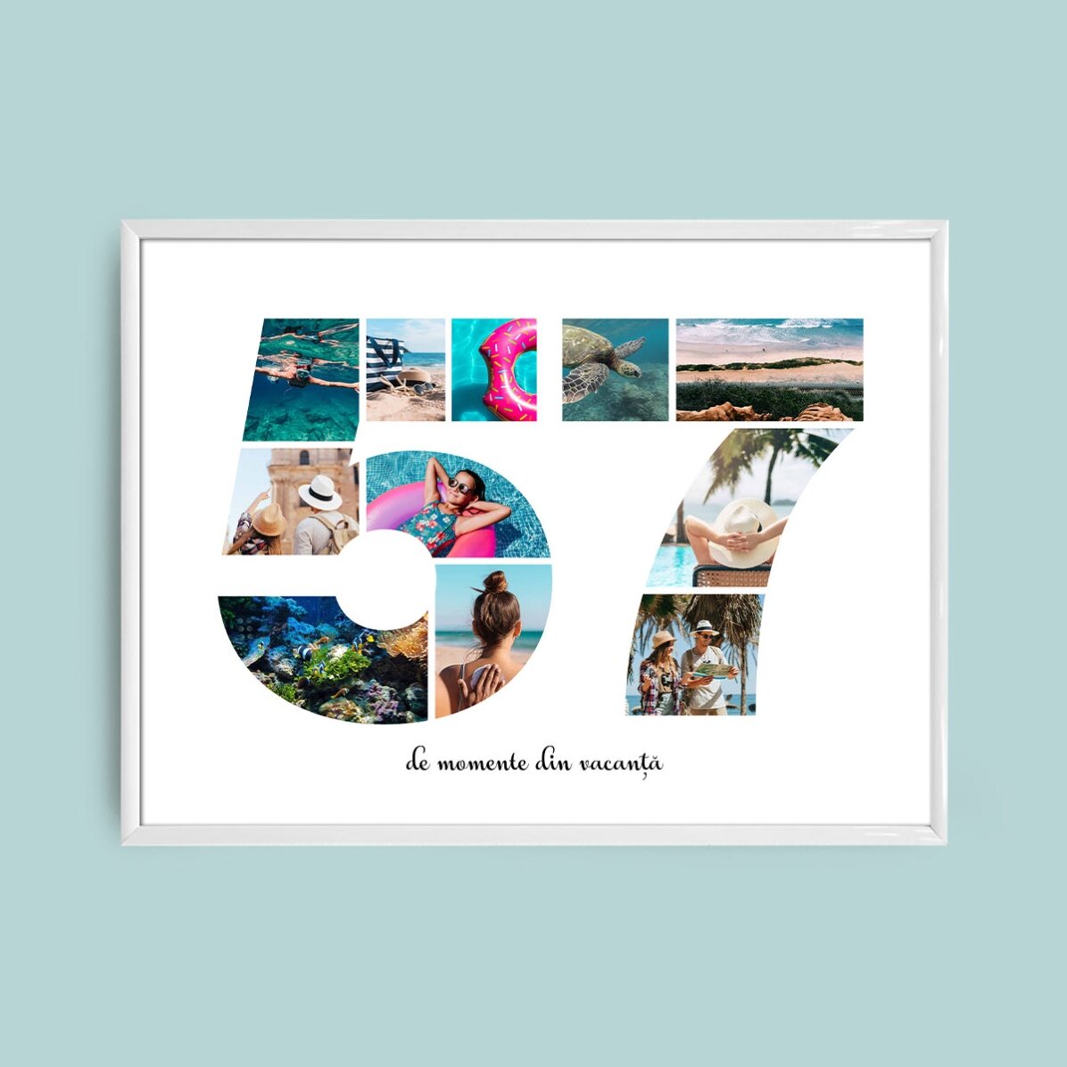 Персонализирано платно с пейзаж с 11 снимки, модел номер 57 и текстово съобщение