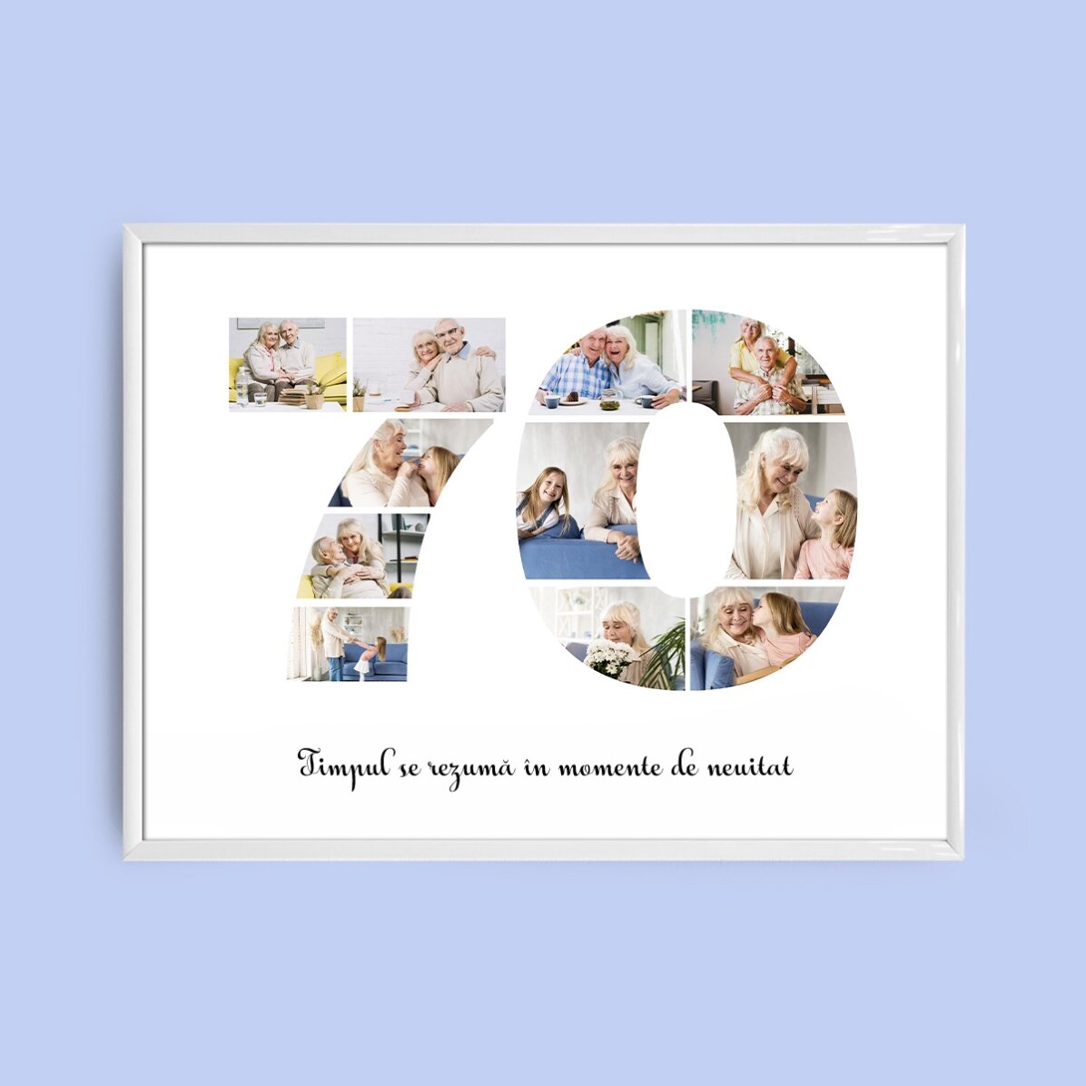 Персонализирано платно с пейзаж с 11 снимки, модел номер 70 и текстово съобщение