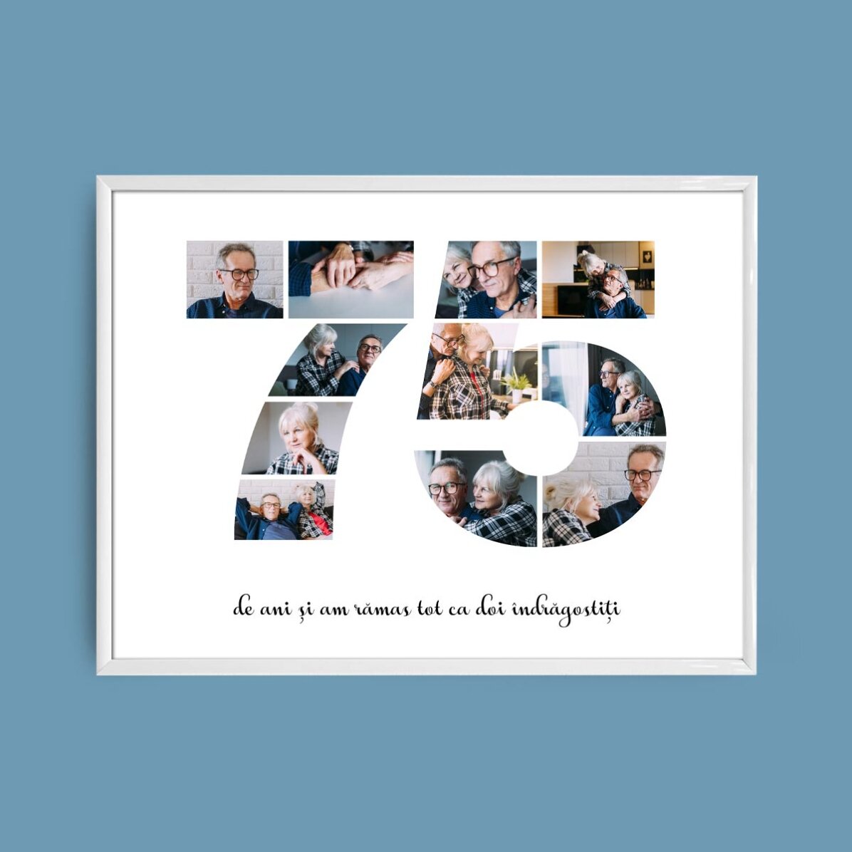 Персонализирано платно с пейзаж с 11 снимки, модел номер 75 и текстово съобщение