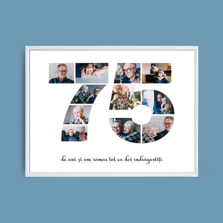 Персонализирано платно с пейзаж с 11 снимки, модел номер 75 и текстово съобщение