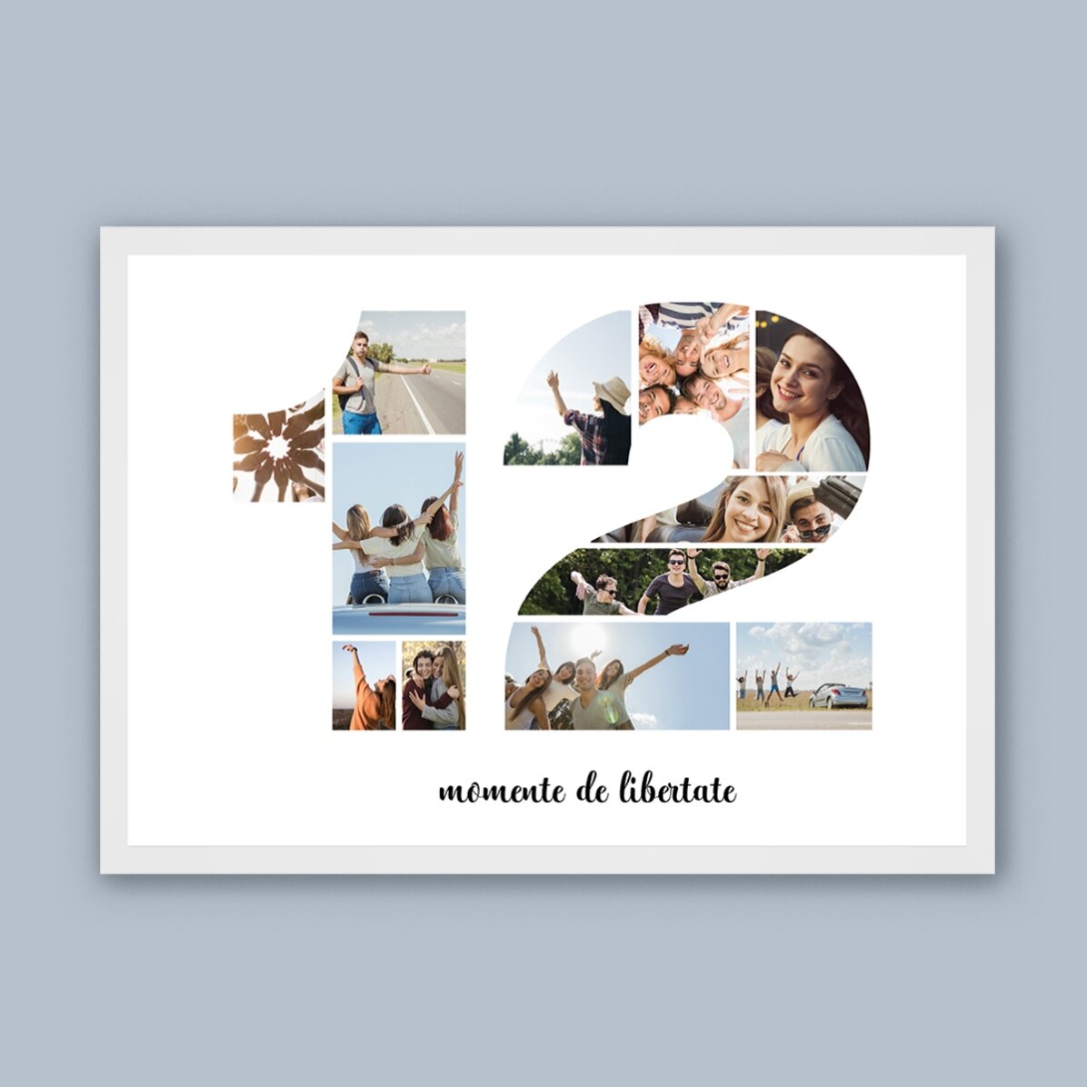 Tablou landscape personalizat cu 12 poze model numărul 12 și mesaj text