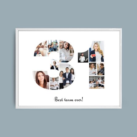 Персонализирано платно с пейзаж с 12 снимки, модел номер 31 и текстово съобщение