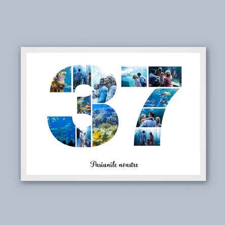 Tablou landscape personalizat cu 12 poze model numărul 37 și mesaj text
