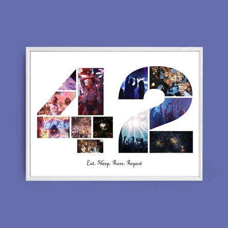 Персонализирано платно с пейзаж с 12 снимки, модел номер 42 и текстово съобщение