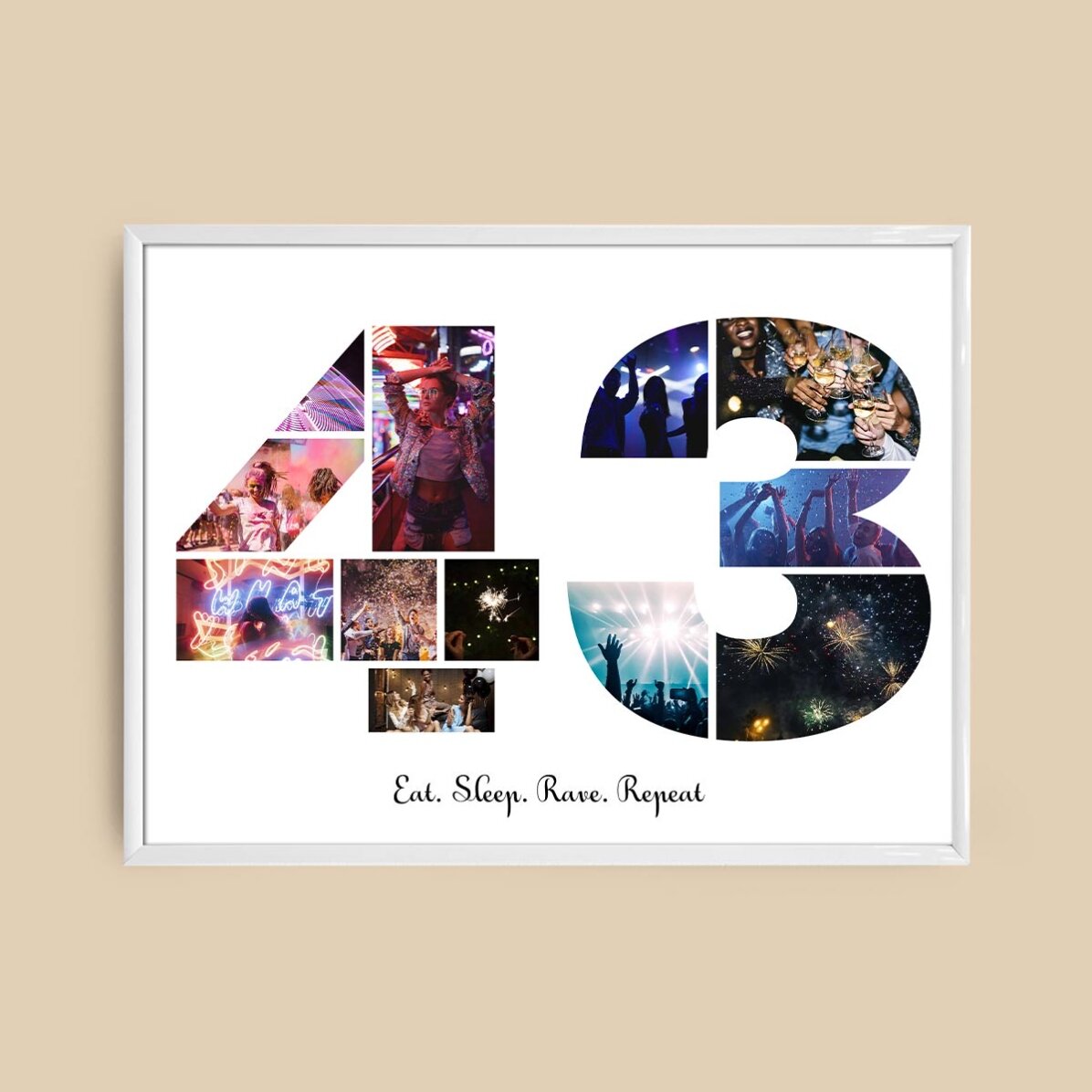 Персонализирано платно с пейзаж с 12 снимки, модел номер 43 и текстово съобщение