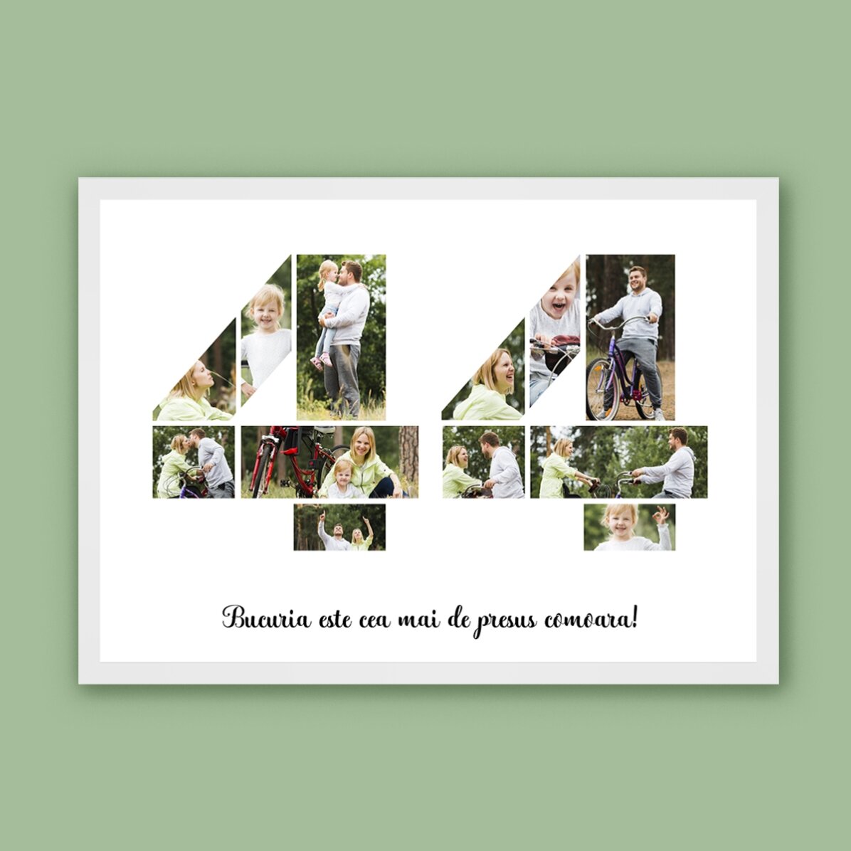 Tablou landscape personalizat cu 12 poze model numărul 44 și mesaj text 