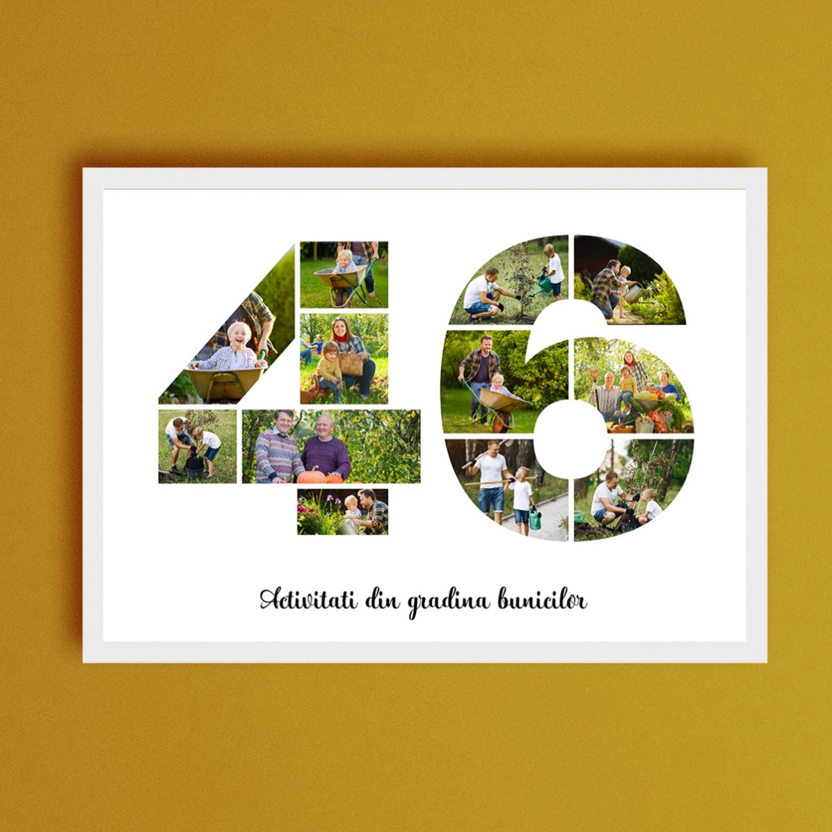 Tablou landscape personalizat cu 12 poze model numărul 46 și mesaj text