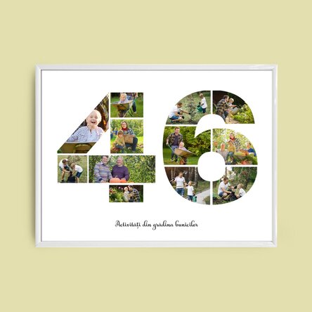 Персонализирано платно с пейзаж с 12 снимки, модел номер 46 и текстово съобщение