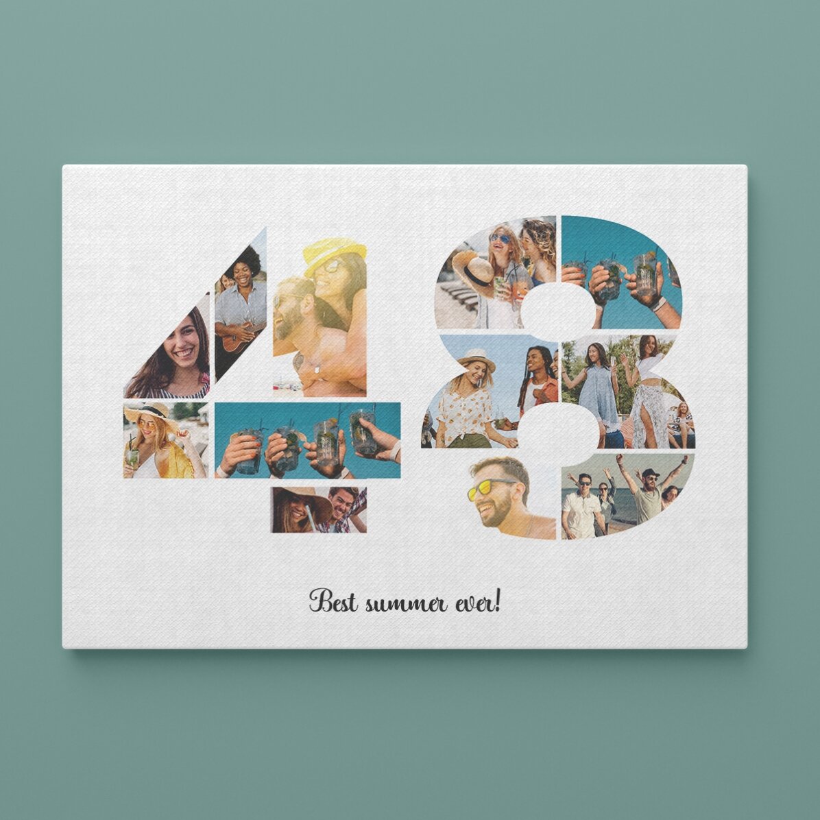 Tablou landscape personalizat cu 12 poze model numărul 48 și mesaj text