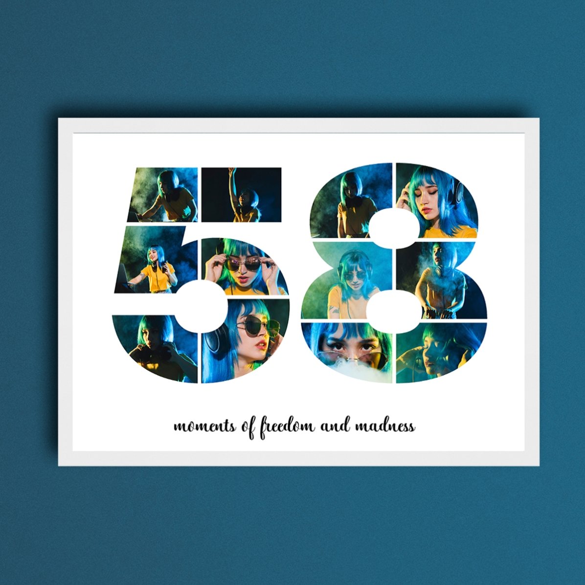 Tablou landscape personalizat cu 12 poze model numărul 58 și mesaj text